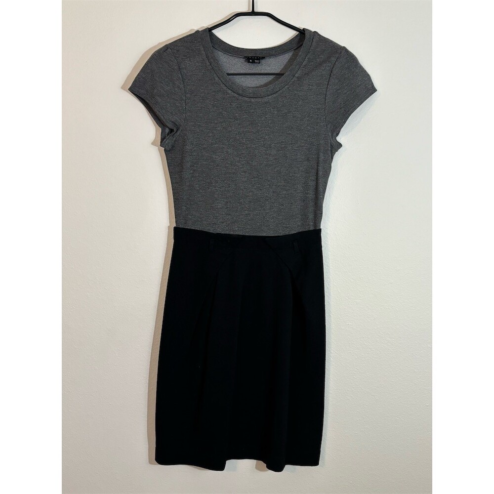 Theory Dress Womens Size 6 Two-Tone Colorblock Fit & Flare Pleated Knee